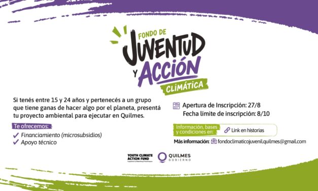 El Municipio de Quilmes convoca a jóvenes a ser parte del 'Fondo de Juventud y Acción Climática'