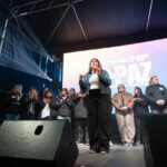 Mayra Mendoza y Eva Mieri en La Paz por su aniversario: "Acá ya llevamos más de 100 cuadras de pavimento y para 2027 la meta es llegar a 130"