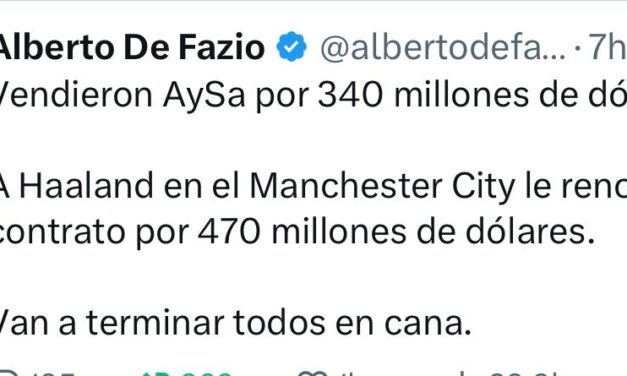 Irónicamente, De Fazio comparó la venta AySA con el pase de Haaland al Manchester City