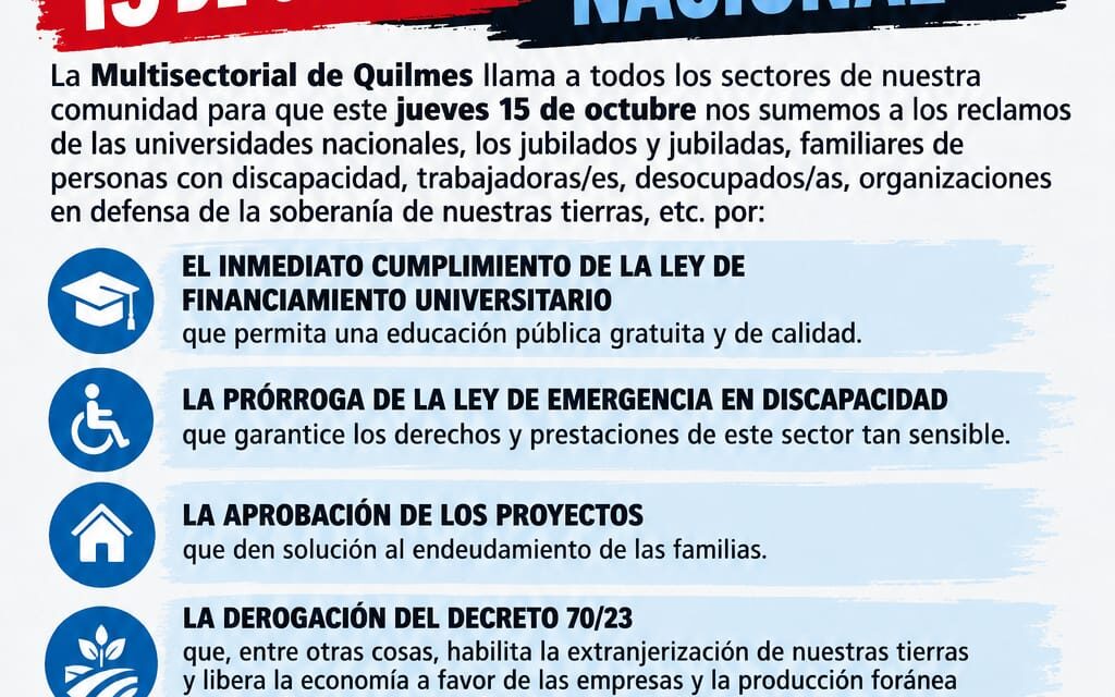 La Multisectorial de Quilmes se moviliza al Congreso Nacional