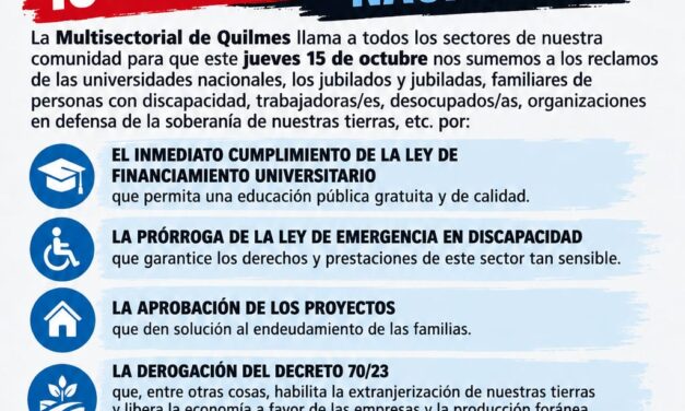 La Multisectorial de Quilmes se moviliza al Congreso Nacional