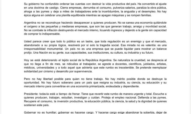 Fuerte carta abierta de un empresario pyme a Milei: "Está empujando al país hacia el abismo"
